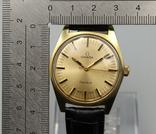*Exc+5* Vintage OMEGA Geneve Cal.601 Hand Winding Gold Dial Round Mens Watch