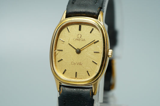 Exc+5 Vintage 1986 OMEGA De Ville Cal.1450 Ref.591.0281 Qz Gold 20mm Women Watch