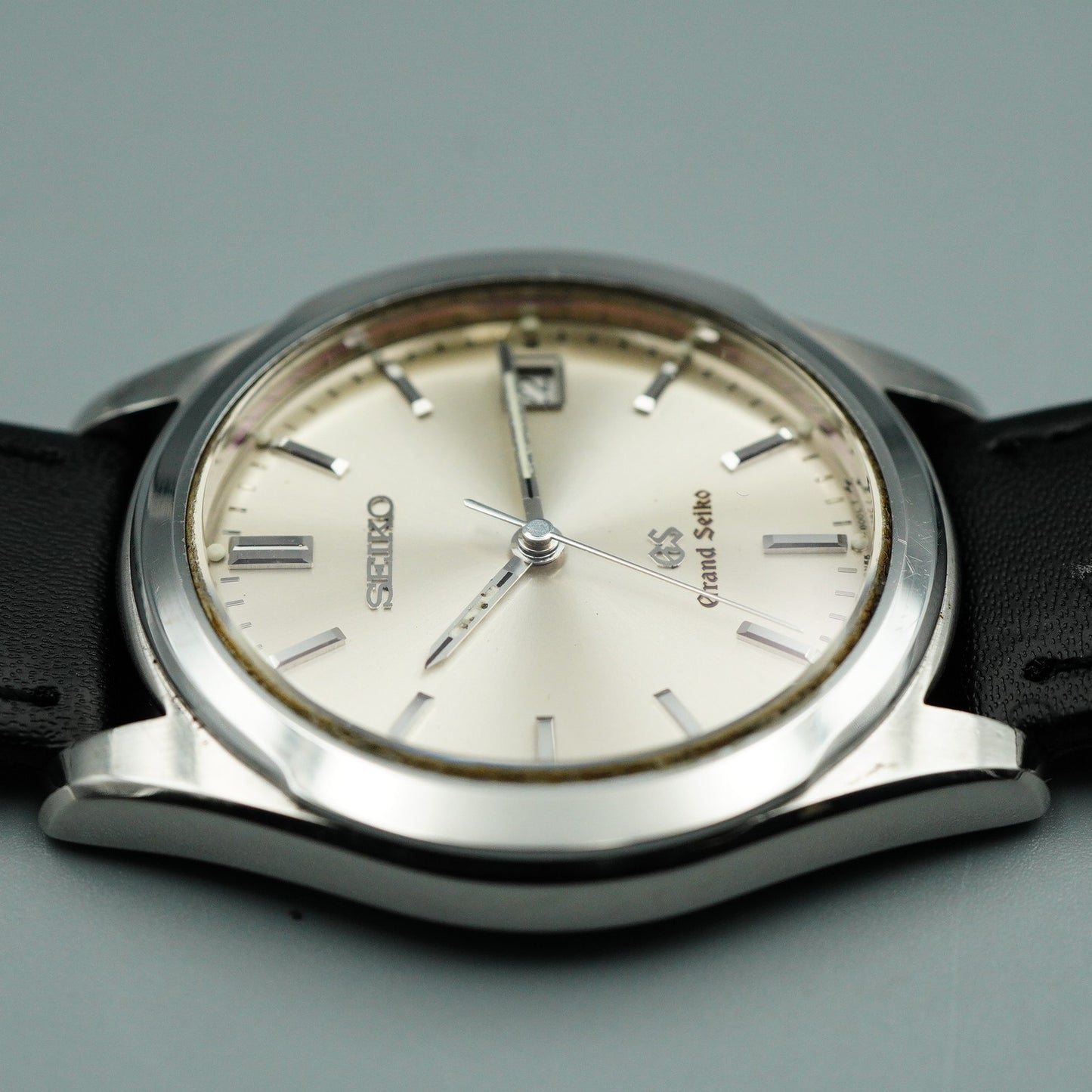 *MINT* Polished GRAND SEIKO GS 8N65-8000 Qz Silver Dial Round 35mm Mens Watch