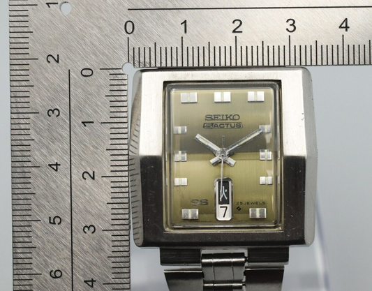 *Exc+4* Vintage SEIKO 5 ACTUS 6106-5470 Quartz Brown Dial Rectangle Women Watch