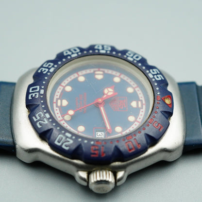*N MINT* Vintage TAG Heuer Professional 370.508 Qz Blue Round 28mm Women Watch