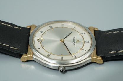 *NEAR MINT* Vintage 1990 SEIKO Credor 7779-6000 Qz Silver Round 31mm Mens Watch