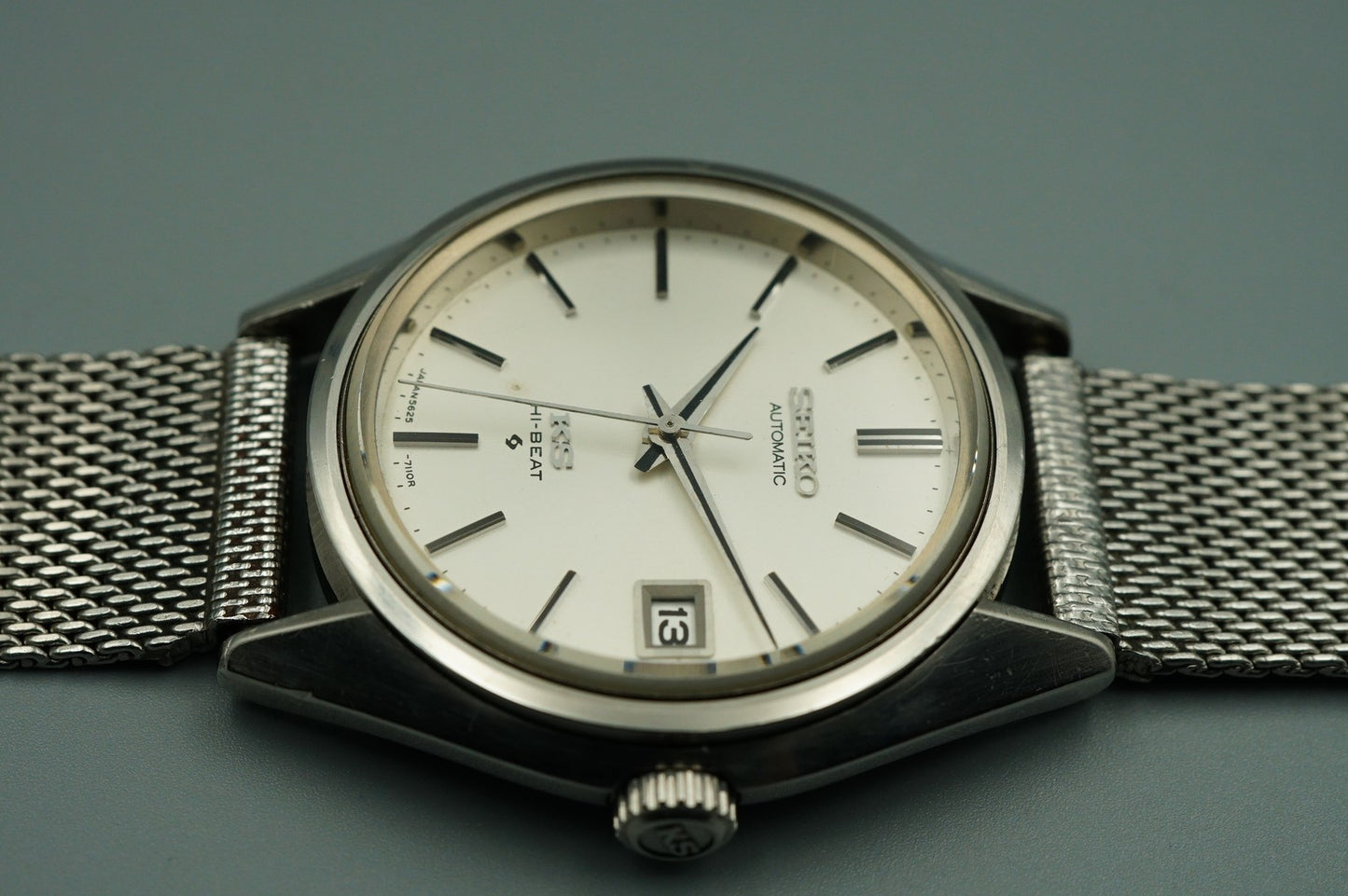 *N MINT* Vintage 1974 SEIKO KS HI-BEAT 5625-7113 AT Silver Round 35mm Mens Watch