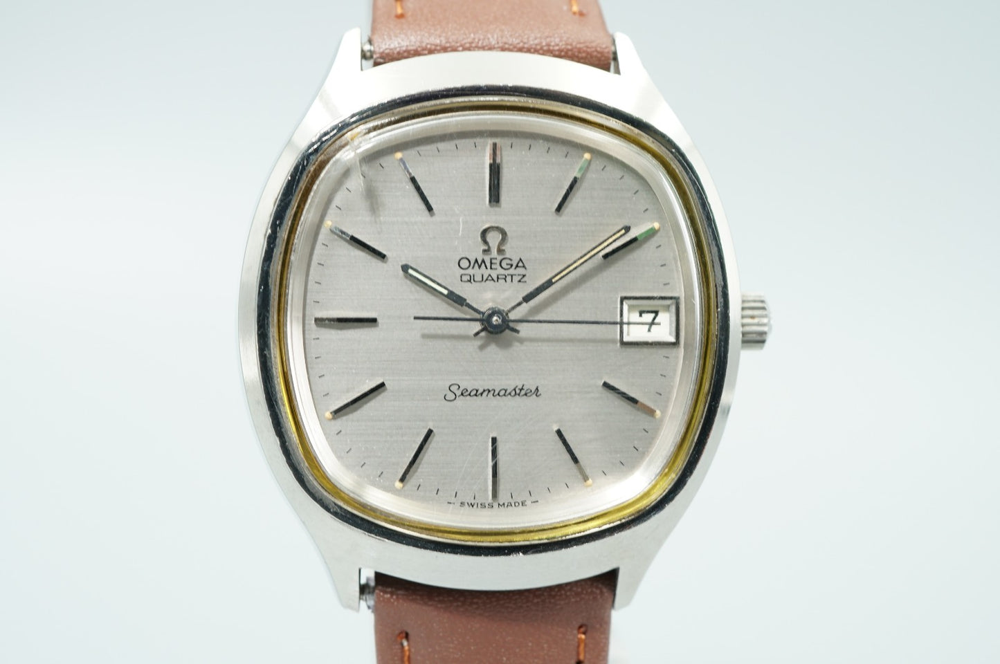 *Exc+5* Vintage 1973 OMEGA Seamaster Cal.1315 Qz Silver Square 37m Mens Watch