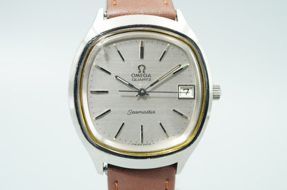 *Exc+5* Vintage 1973 OMEGA Seamaster Cal.1315 Qz Silver Square 37m Mens Watch