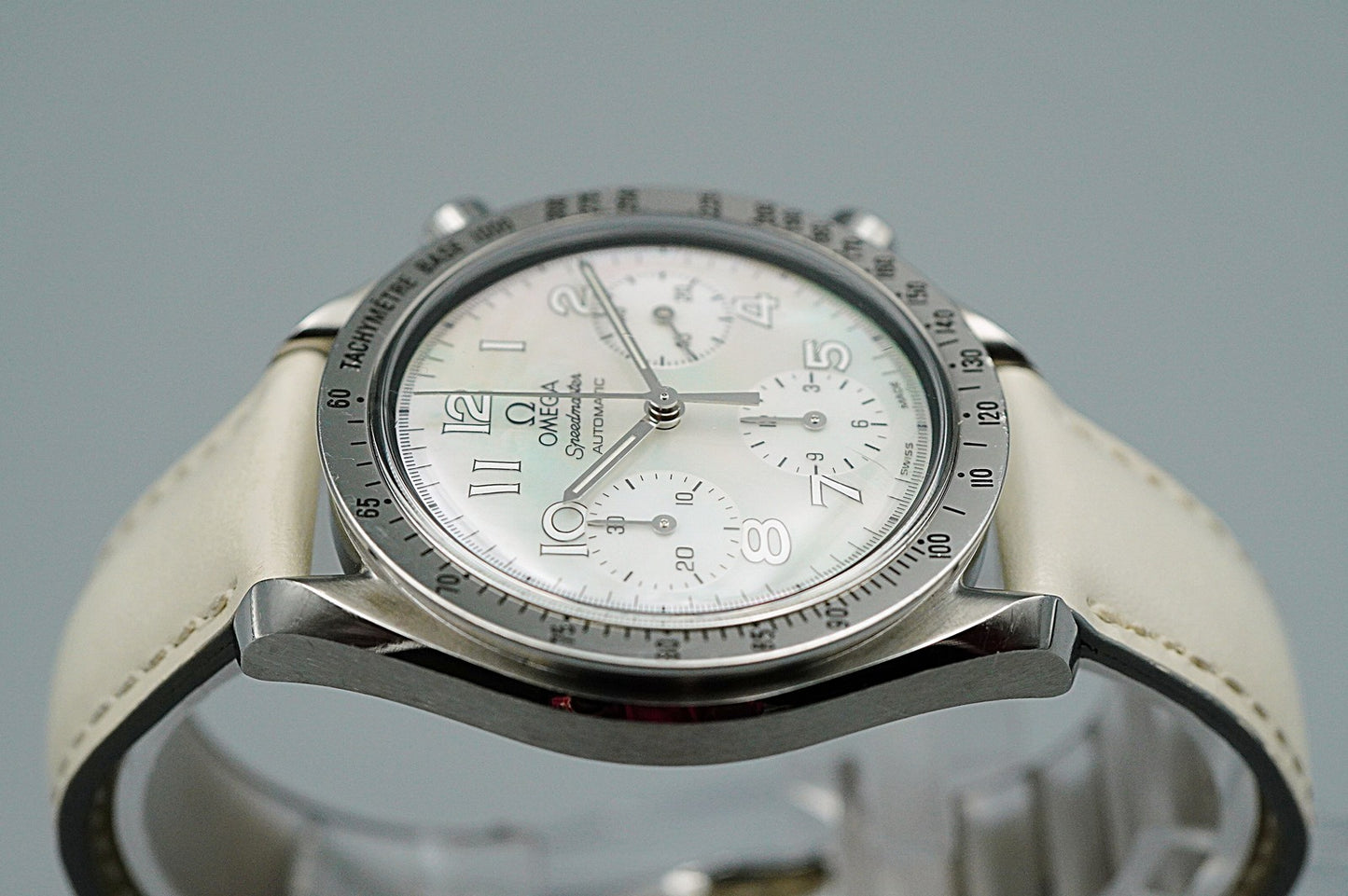 N MINT Vintage 1998 OMEGA Speedmaster 3802.70.56 Automatic White 40mm Mens Watch