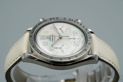 N MINT Vintage 1998 OMEGA Speedmaster 3802.70.56 Automatic White 40mm Mens Watch