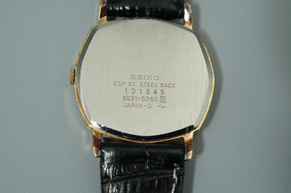 *Exc+5* Vintage 1980 SEIKO Chariot 5931-5350 Qz Black Hexagon 30mm Mens Watch