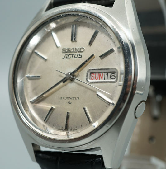 Work for Parts Vintage 1970s SEIKO ACTUS 7019-7430 Auto Silver 38mm Mens Watch