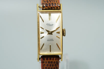 Exc+5 Vintage 1976 CITIZEN PARASHOCK 51506 Qz Silver Rectangle 15mm Women Watch
