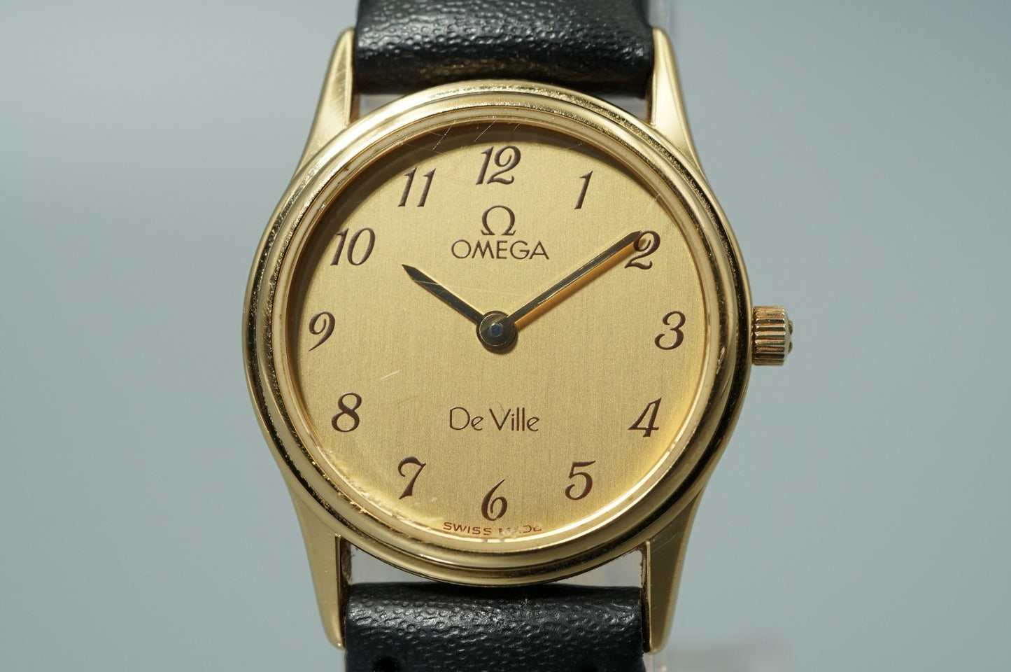 *NEAR MINT* Vintage 1986 OMEGA De Ville Cal.1455 Qz Gold Round 21mm Women Watch