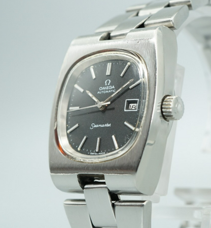 N MINT Vintage 1974 OMEGA Seamaster Cal.684 Automa Black Square 27mm Women Watch