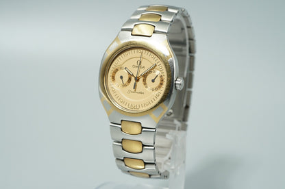 N MINT Vintage 1991 OMEGA Seamaster Cal.1444 Qz Gold Dial Round 31mm Mens Watch