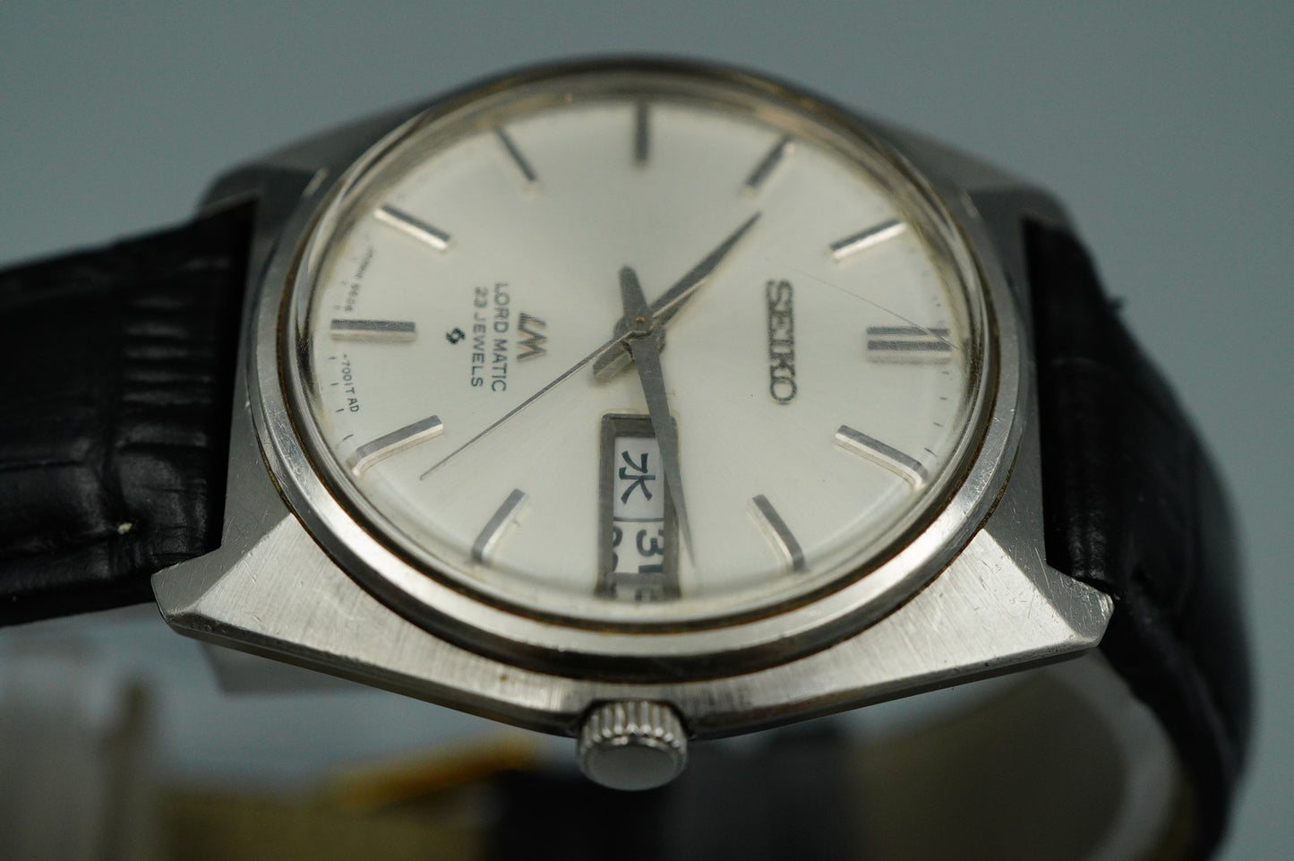 Exc+5 Vintage SEIKO LORD MATIC 5606-7000 Automatic Silver Round 36mm Mens Watch