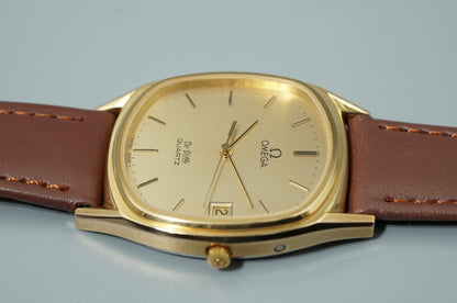 *NEAR MINT* Vintage 1979 OMEGA De Ville Cal.1332 Qz Gold Square 32mm Mens Watch