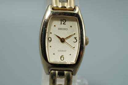 *Exc+5* Vintage 1990 SEIKO LUCENT 4N21-5280 Qz White Rectangle 18mm Women Watch