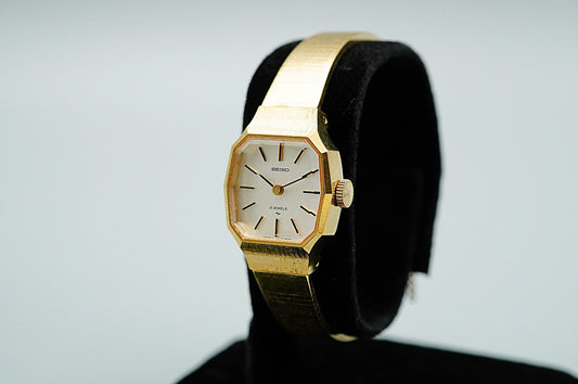 *Exc+5* Vintage 1974 SEIKO 11-4570 Hand Winding Silver Hexagon 19mm Women Watch