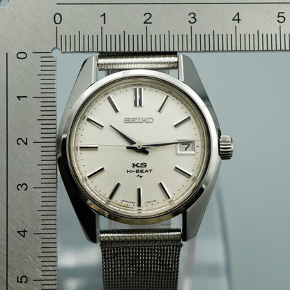 *N MINT* Serviced Vintage SEIKO KS HI-BEAT 4502-7000 AT Silver 36mm Mens Watch