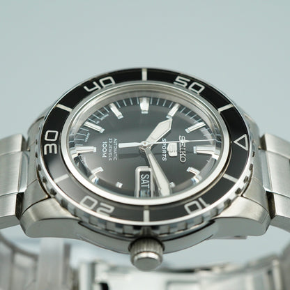 *MINT* Vintage SEIKO 5SPORTS 7S36-04N0 AT Black Dial Round 42mm Mens Watch