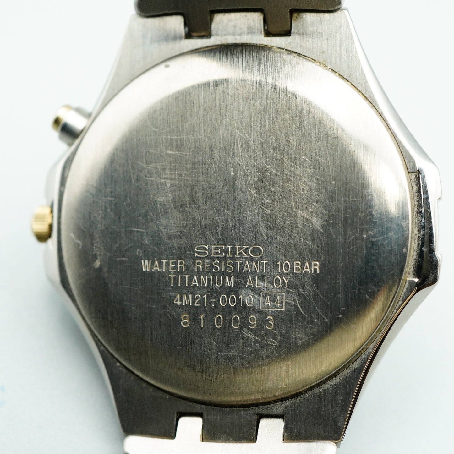 *N MINT* SEIKO DOLCE 4N21-0010 Titanium Quartz Gold Dial Round 35mm Mens Watch