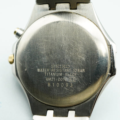 *N MINT* SEIKO DOLCE 4N21-0010 Titanium Quartz Gold Dial Round 35mm Mens Watch