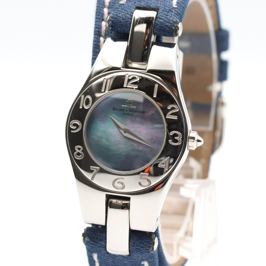 *N MINT* Vintage 1990s BAUME＆MERCIER GENEVE 65305 Qz Navy Round 24mm Women Watch