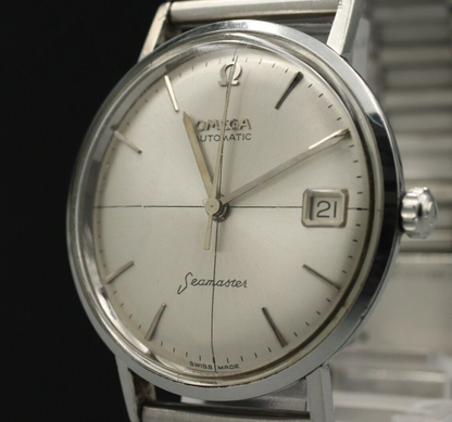*N MINT++* Vintage OMEGA Seamaster Hand Winding Silver Dial CrossLine Mens Watch