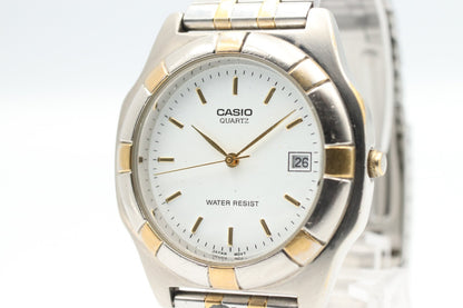 *Exc+5* Vintage CASIO MTP MTP-1061 Quartz White Dial Round 36mm Mens Watch