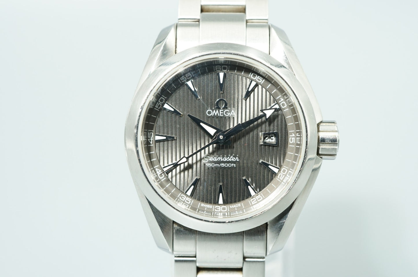 Vintage 1980s OMEGA Seamaster Aqua Terra Cal.1424 Quartz Gray 30mm Women Watch