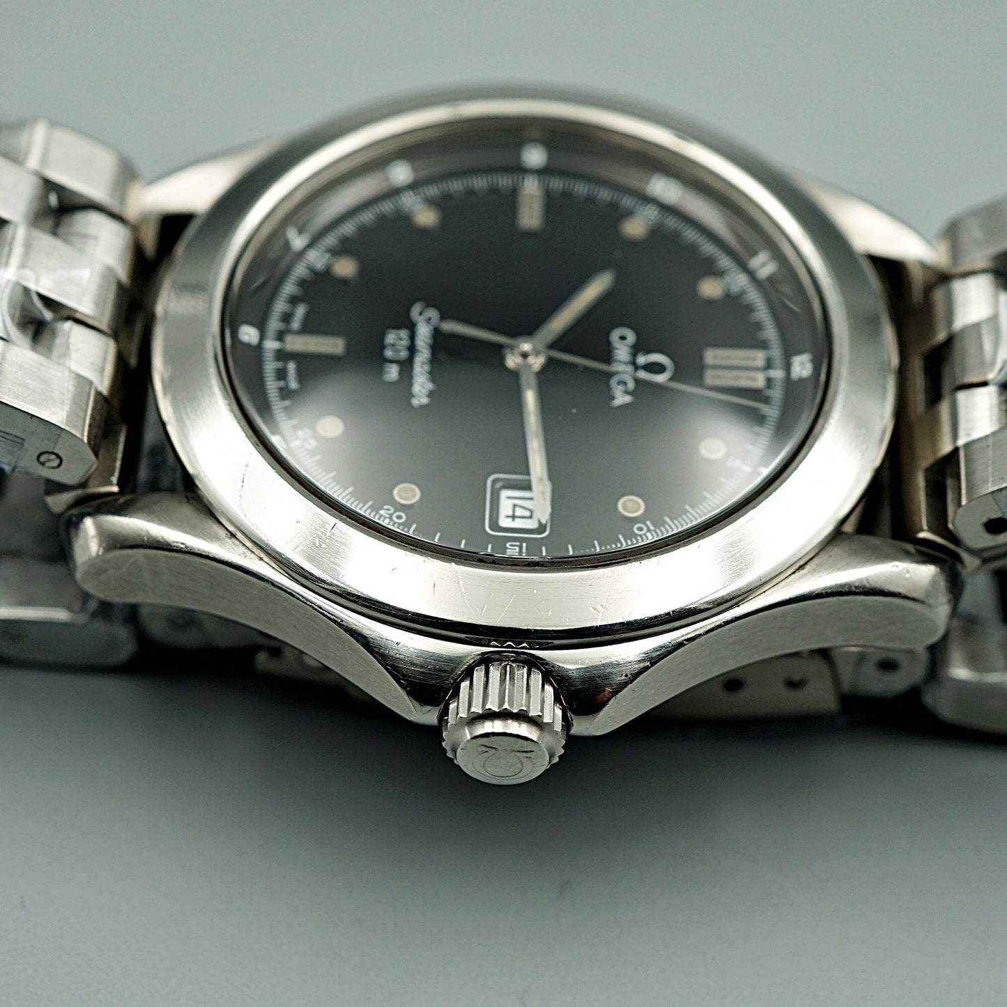 *NEAR MINT* Vintage 1995 OMEGA Seamaster Cal.1438 Qz Black Round 36mm Mens Watch
