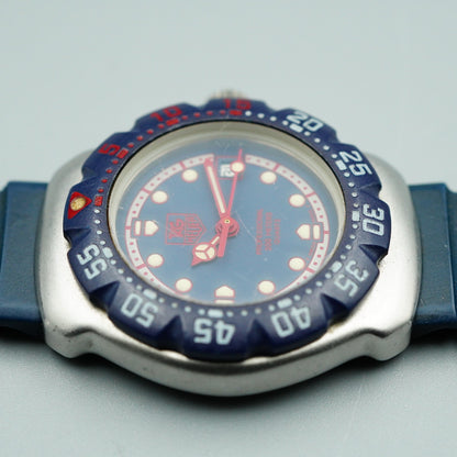 *N MINT* Vintage TAG Heuer Professional 370.508 Qz Blue Round 28mm Women Watch