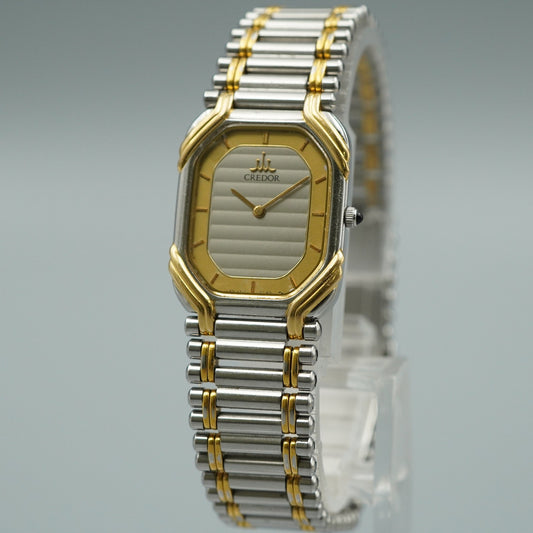 N MINT Vintage 1990s SEIKO CREDOR 2F70-5490 Qz Silver Rectangle 19mm Women Watch