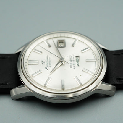 *NEAR MINT* Vintage SEIKO Weekdater 6206-8990 AT Silver Round 37mm Mens Watch