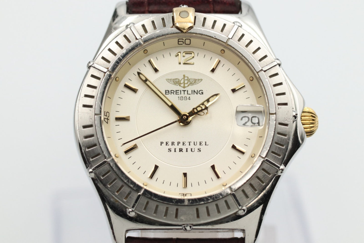 *Exc+5* Vintage BREITLING PERPETUEL SIRIUS B62022 Qz White Dial 32mm Mens Watch