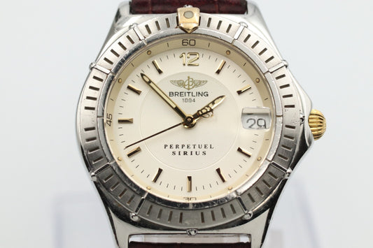 *Exc+5* Vintage BREITLING PERPETUEL SIRIUS B62022 Qz White Dial 32mm Mens Watch