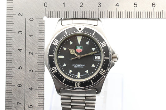 *Exc+5* Vintage TAG HEUER  Professional 2000 973.006 Qaurtz Black Mens Watch JP