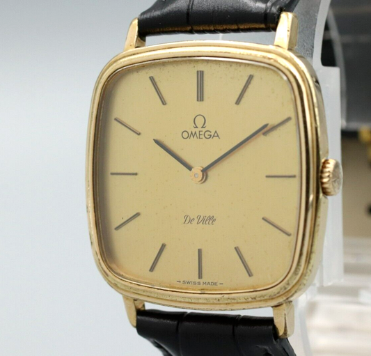 *Exc+5* Vintage OMEGA De Ville Cal.625 Hand Winding Gold Dial Square Mens Watch