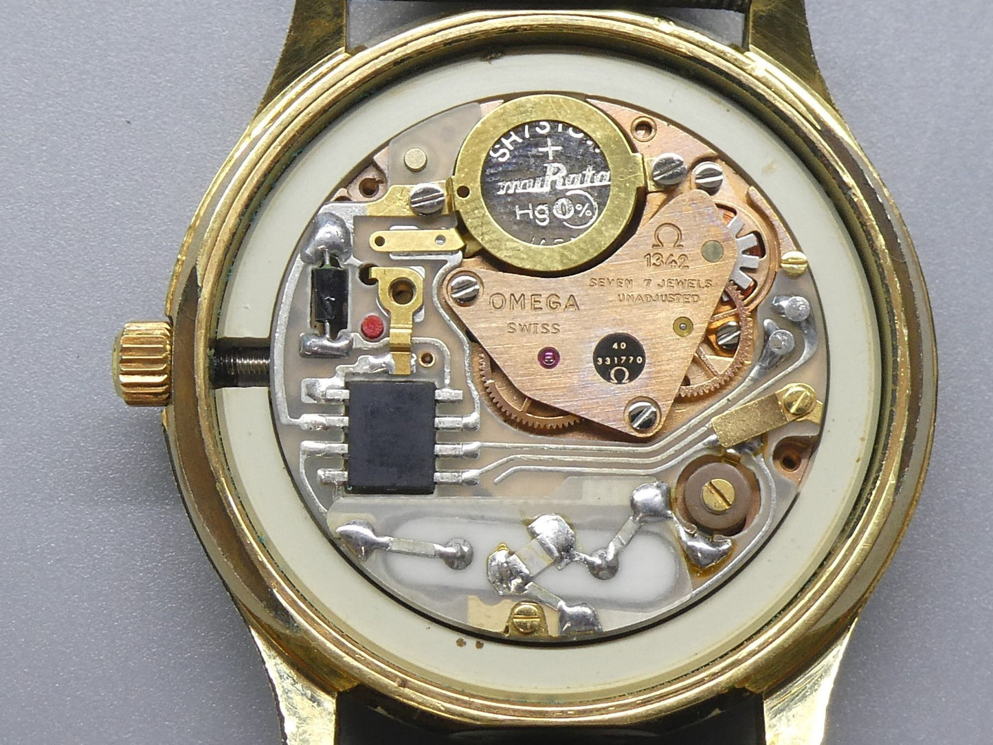 *Exc+5* Vintage 1977 OMEGA Seamaster Cal.1342 Qz Gold Dial Round 35mm Mens Watch