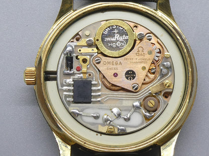 *Exc+5* Vintage 1977 OMEGA Seamaster Cal.1342 Qz Gold Dial Round 35mm Mens Watch