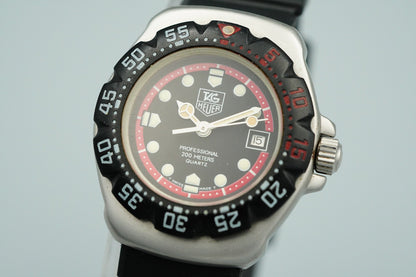 *Exc+5* Vintage 1990s TAG Heuer Formula 1 374.508 Quartz Black 28mm Women Watch