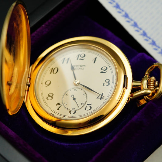 *NEAR MINT* Vintage 1998 SEIKO 7N07-001A Quartz Gold Dial Round 42mm Mens Watch