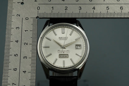 N MINT+++ Vintage 1960s SEIKO SEIKO MATIC Automatic Silver Round 37mm Mens Watch