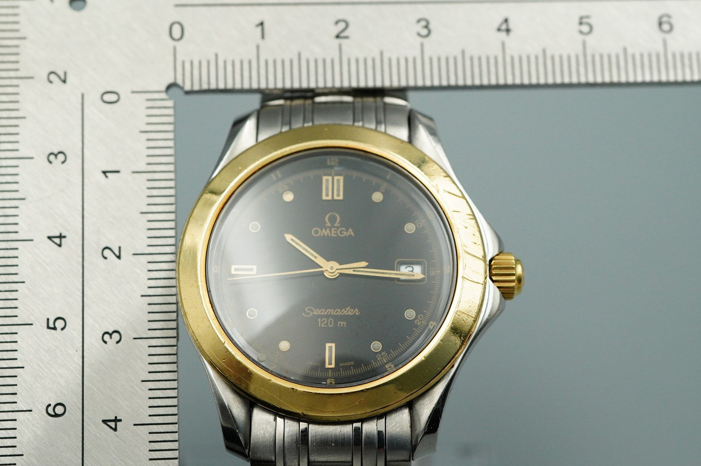*Exc+5* Vintage 1990s OMEGA Seamaster Cal.1438 196.1501 Qz Black 36mm Mens Watch