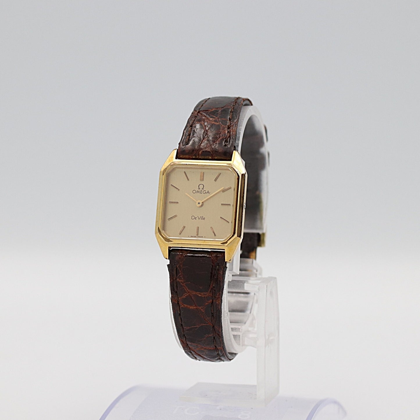 *NEAR MINT* Vintage 1986 OMEGA De Ville Cal.1387 Qz Gold Square 20mm Women Watch