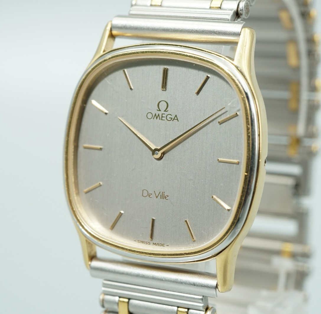 *Exc+5* Vintage 1977 OMEGA De Ville Cal.1365 Qz Silver Square 31mm Mens Watch