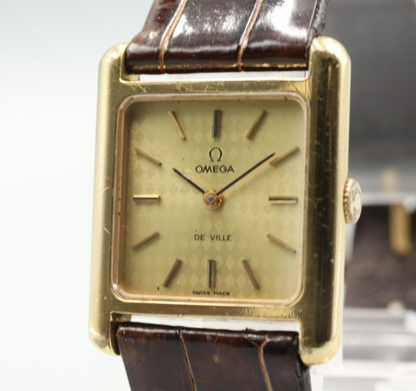 *Exc+5* Vintage OMEGA De Ville Cal.625 Hand Winding Gold Dial Square Women Watch