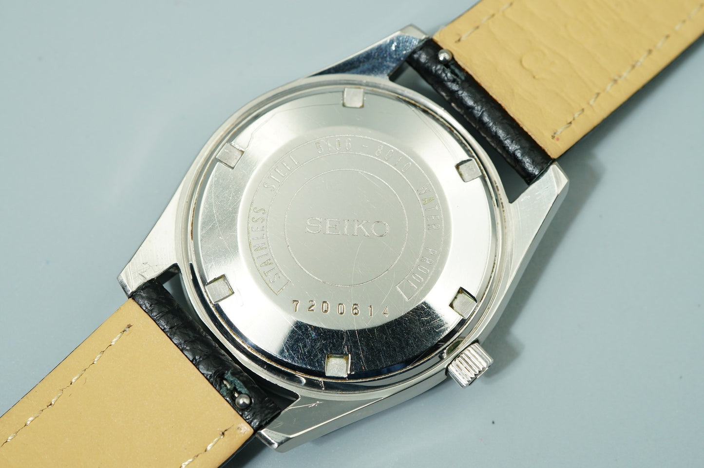 *N MINT* Vintage 1967 SEIKO MATIC-P 5106-8010 AT Silver Round 36mm Mens Watch