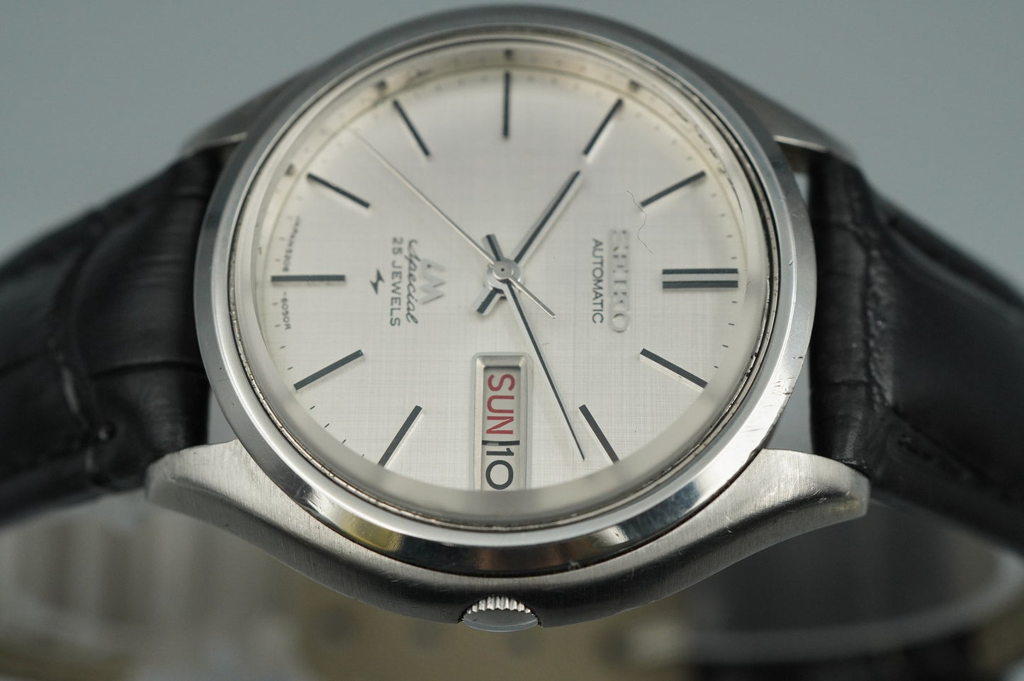 *NEAR MINT* Vintage SEIKO LORD MATIC 5206-6060 Automatic Silver 32mm Mens Watch