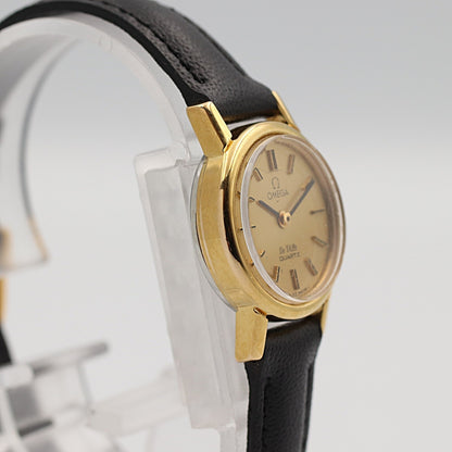 *NEAR MINT* Vintage 1979 OMEGA De Ville Cal.1350 Qz Gold Round 21mm Women Watch