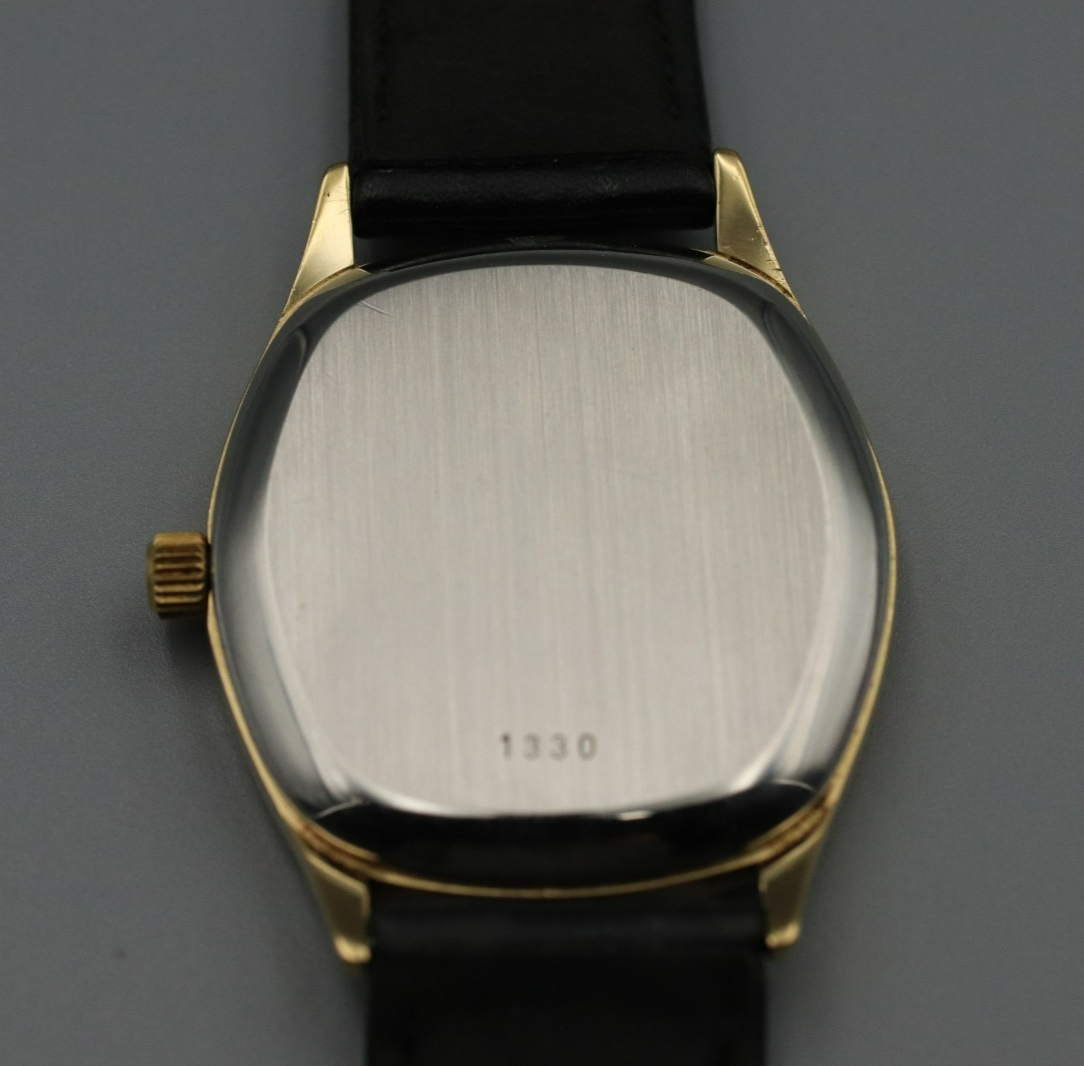 N MINT Vintage OMEGA De Ville Cal.1330 Quartz Gold Dial Hexagon 31mm Mens Watch